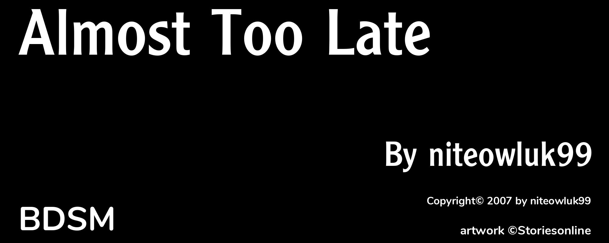 Almost Too Late - Cover