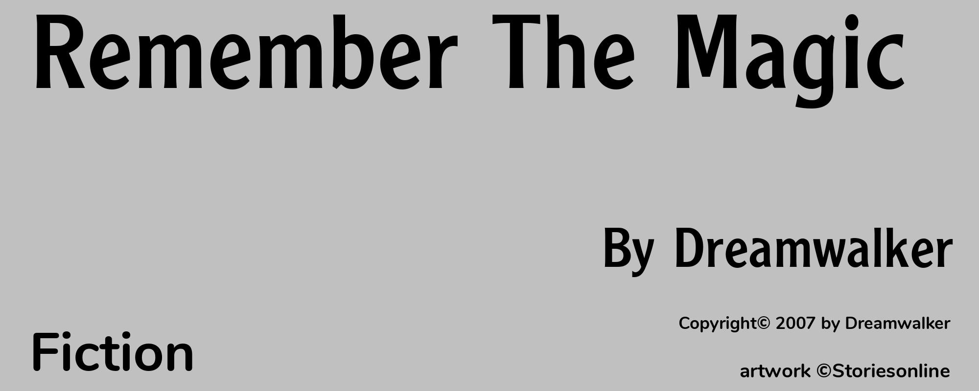 Remember The Magic - Cover