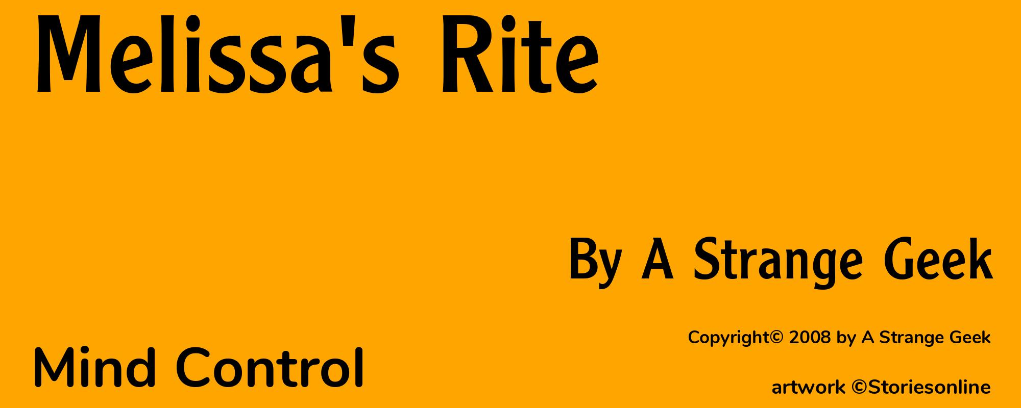 Melissa's Rite - Cover