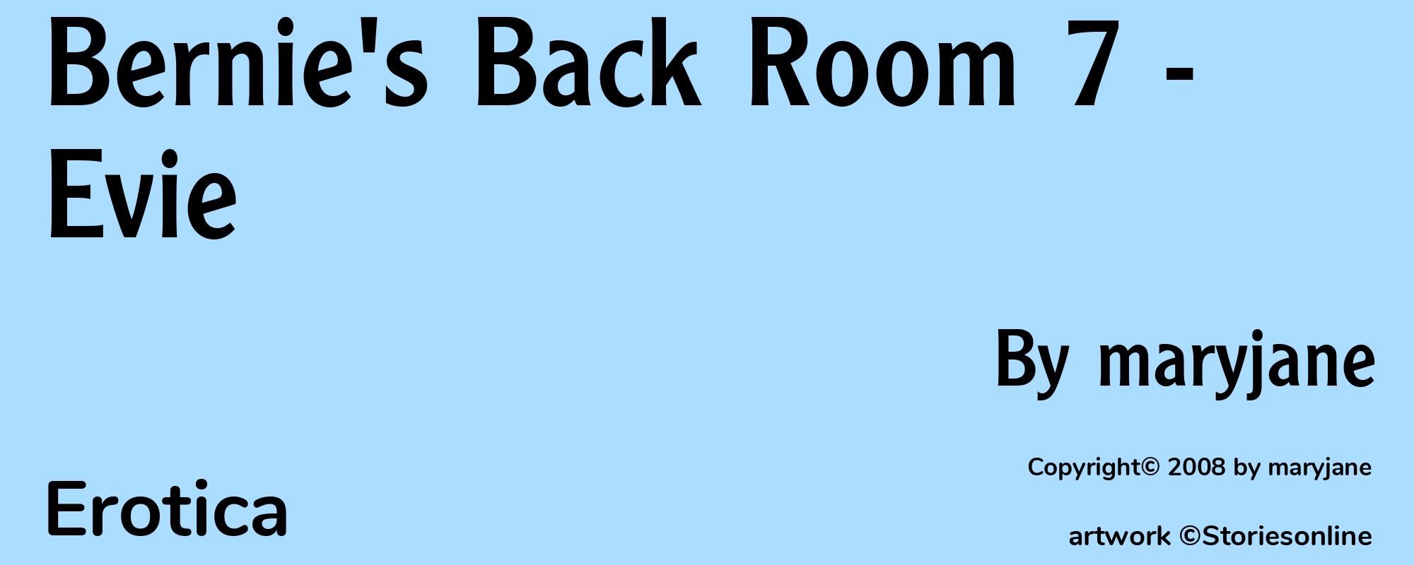 Bernie's Back Room 7 - Evie - Cover