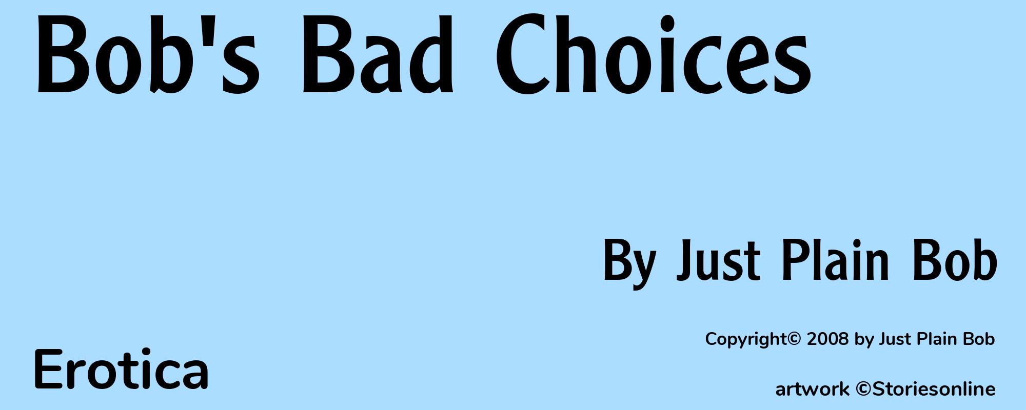 Bob's Bad Choices - Cover