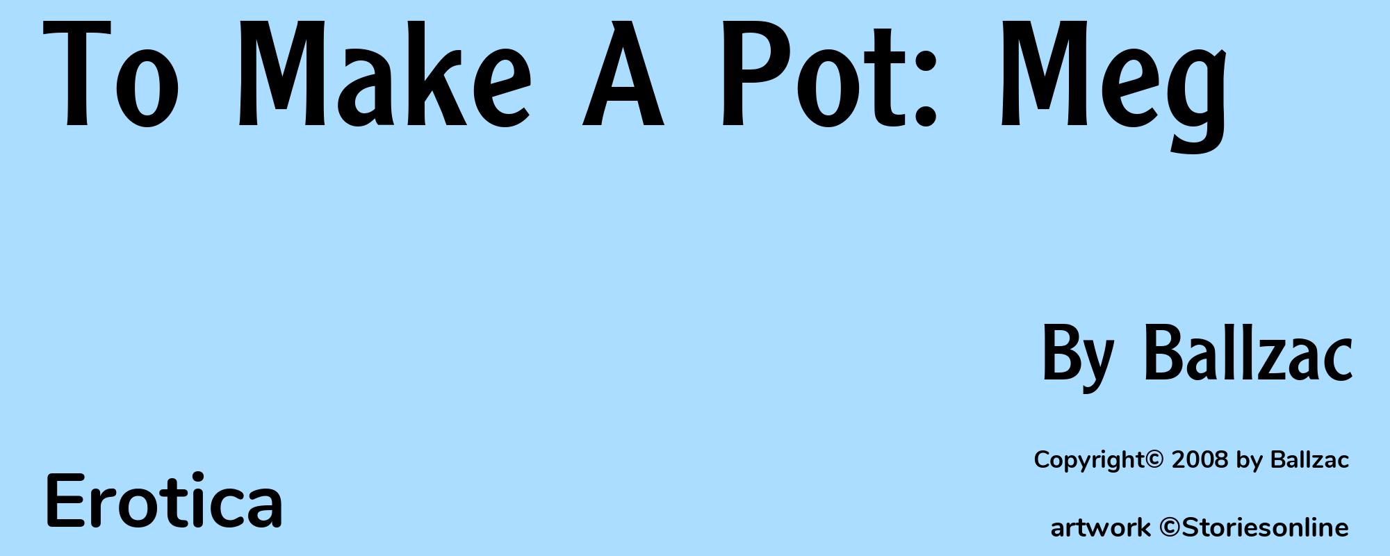 To Make A Pot: Meg - Cover