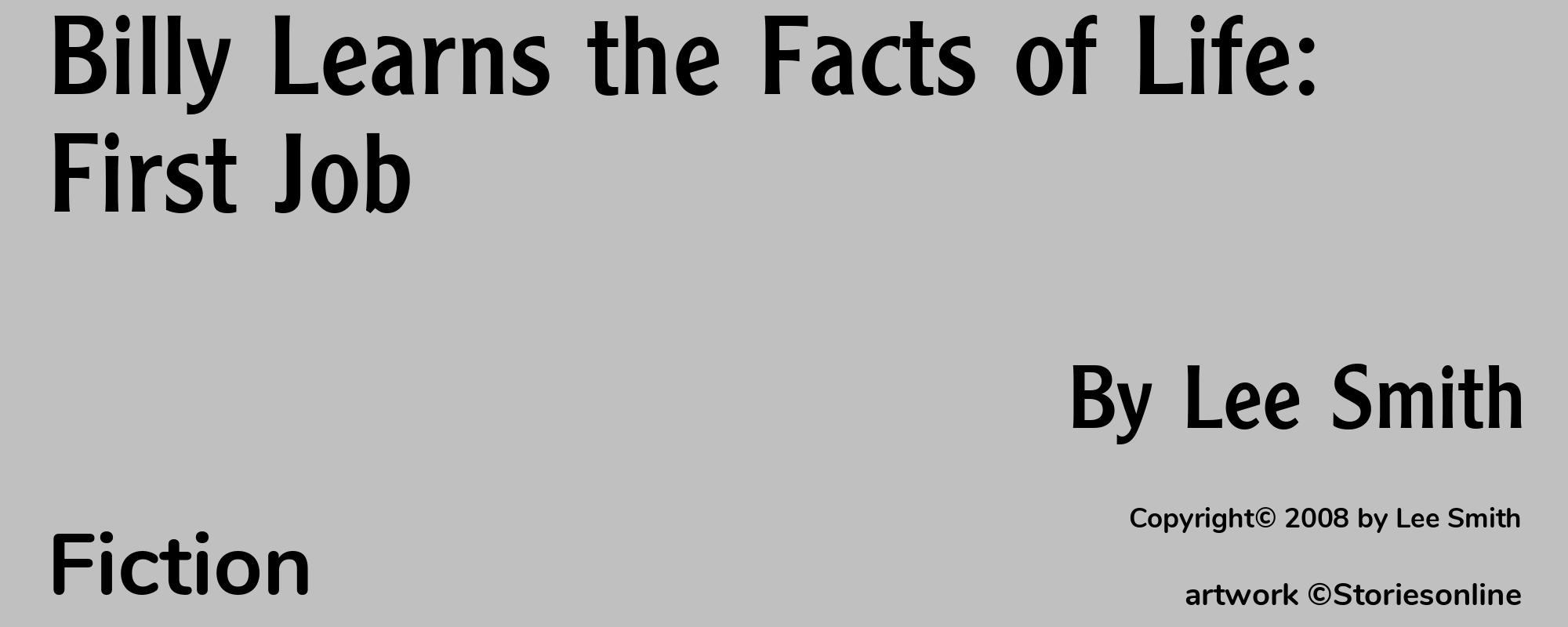 Billy Learns the Facts of Life: First Job - Cover