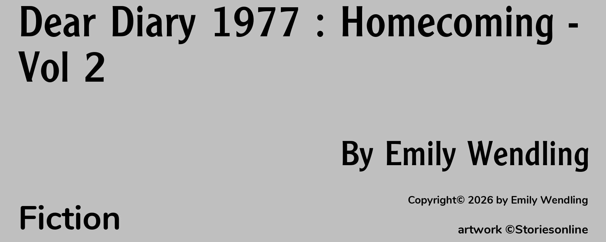 Dear Diary 1977 : Homecoming - Vol 2 - Cover
