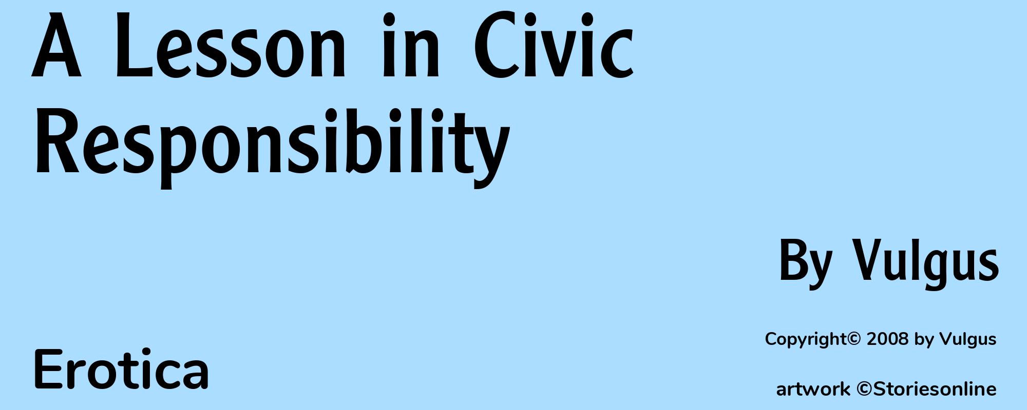 A Lesson in Civic Responsibility - Cover