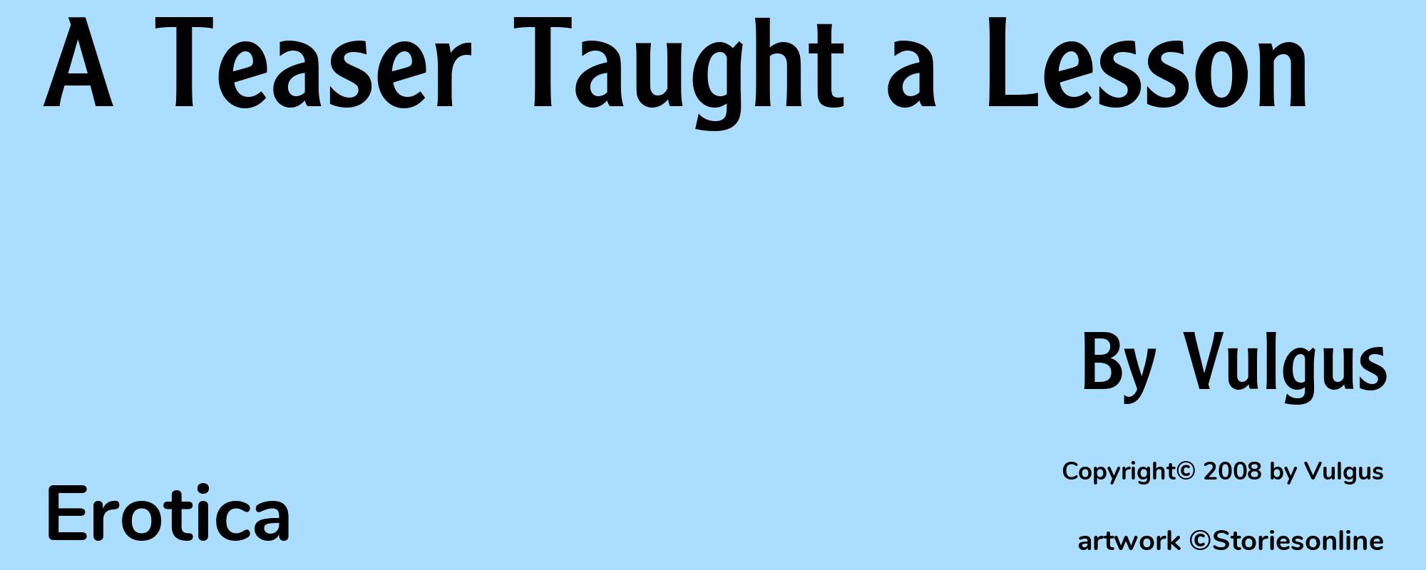 A Teaser Taught a Lesson - Cover
