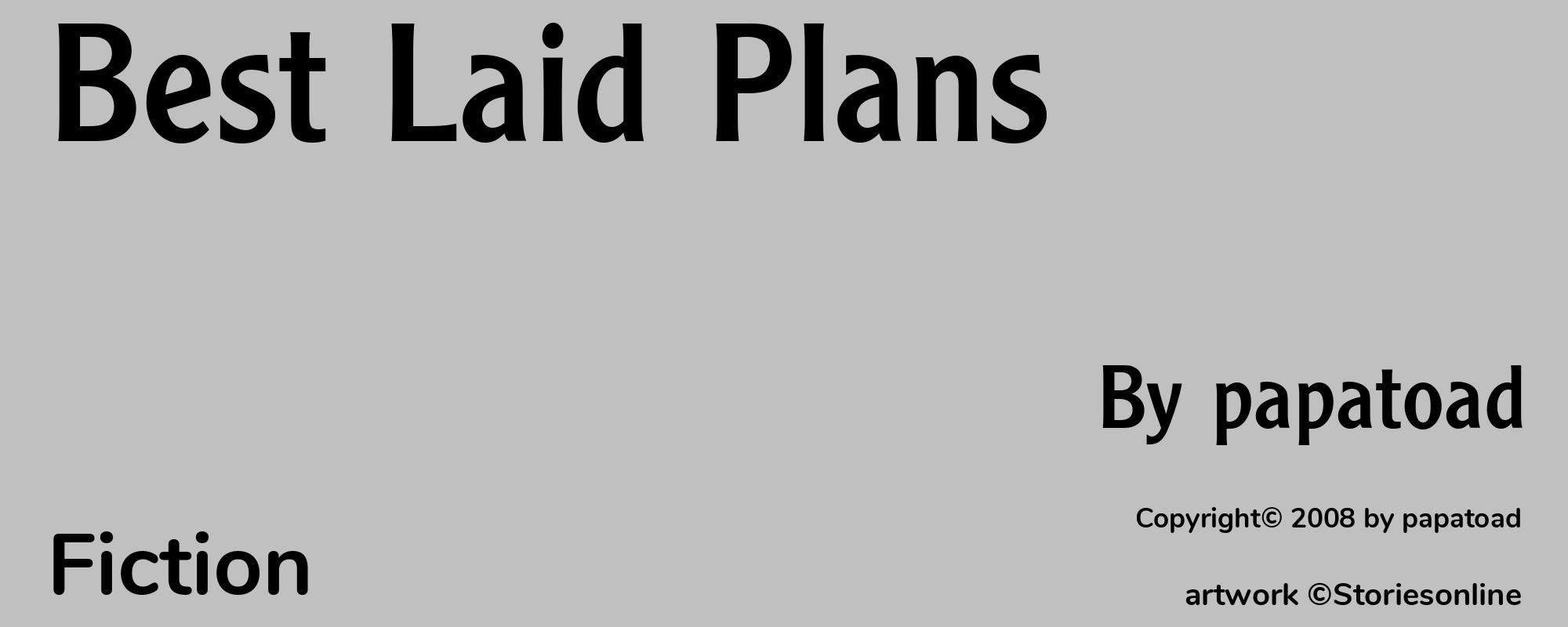 Best Laid Plans - Cover