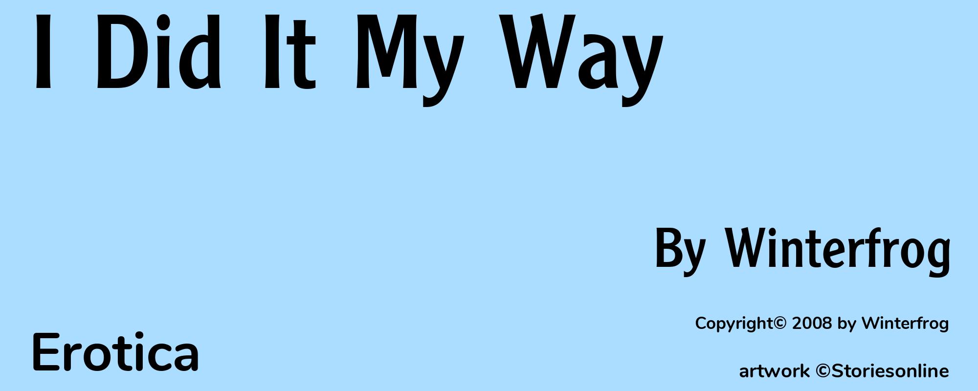 I Did It My Way - Cover
