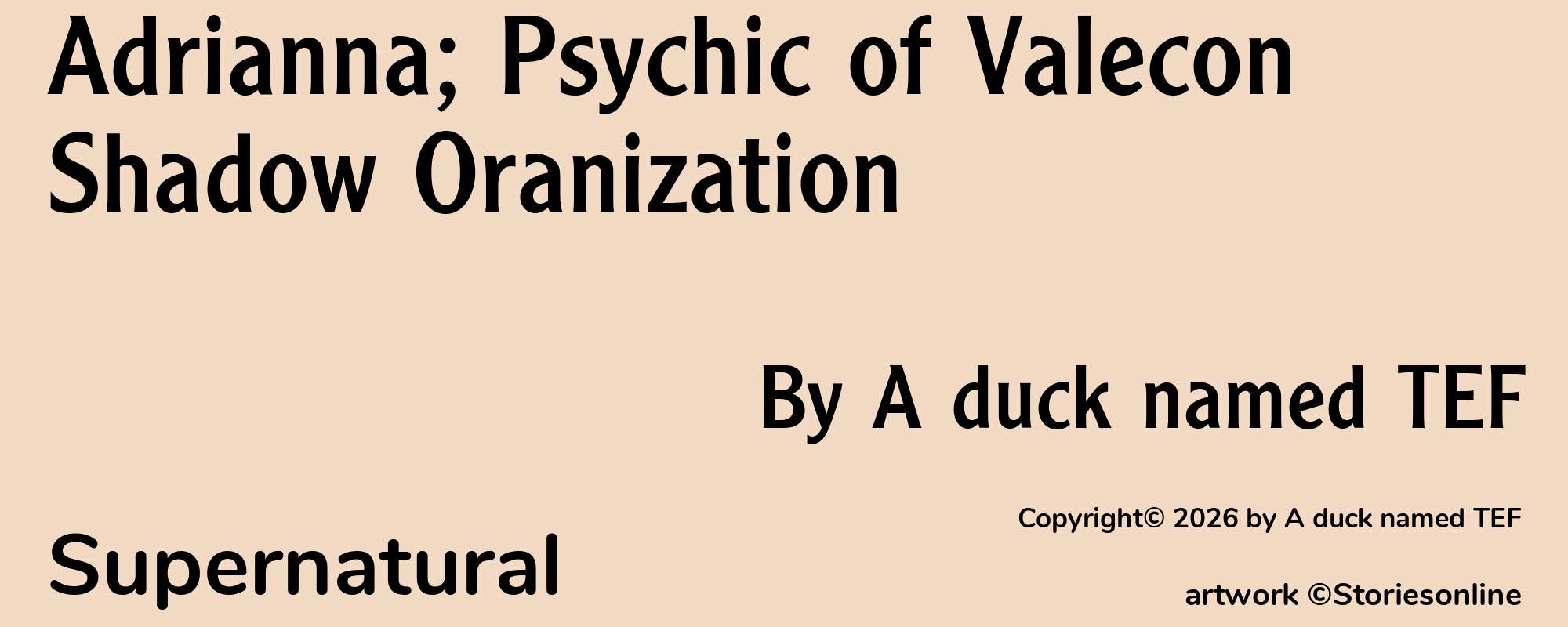 Adrianna; Psychic of Valecon Shadow Oranization - Cover