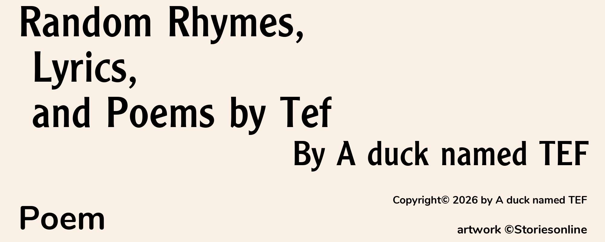 Random Rhymes, Lyrics, and Poems by Tef - Cover