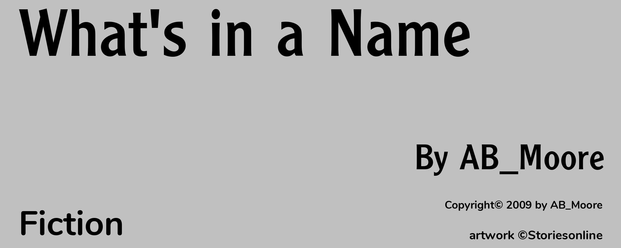 What's in a Name - Cover