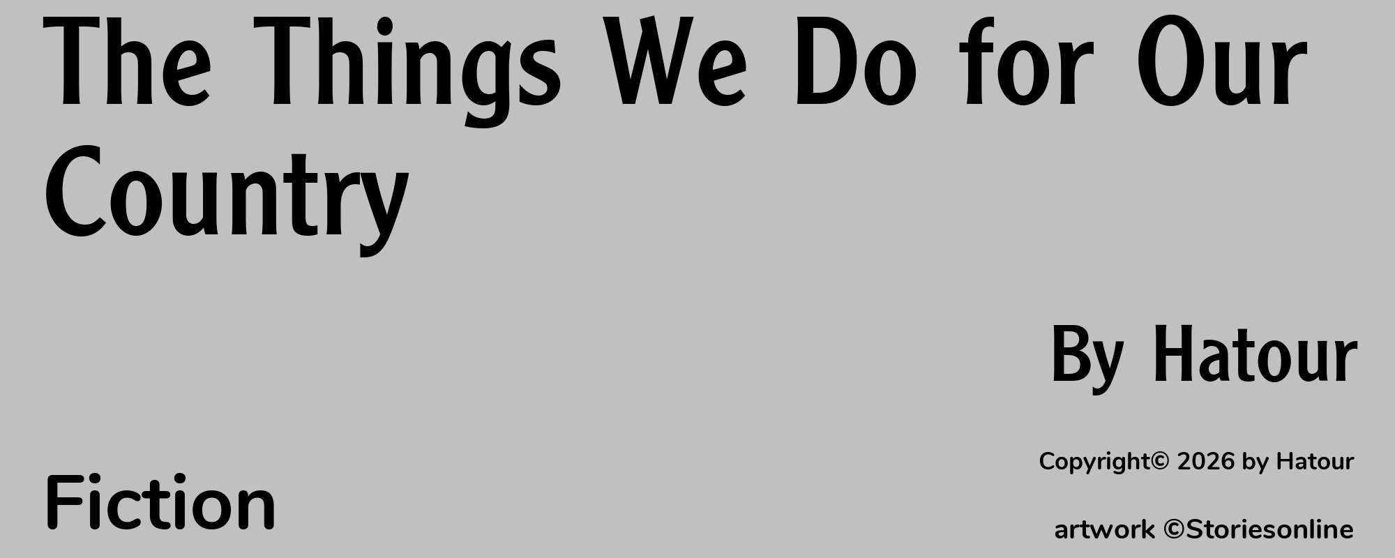 The Things We Do for Our Country - Cover