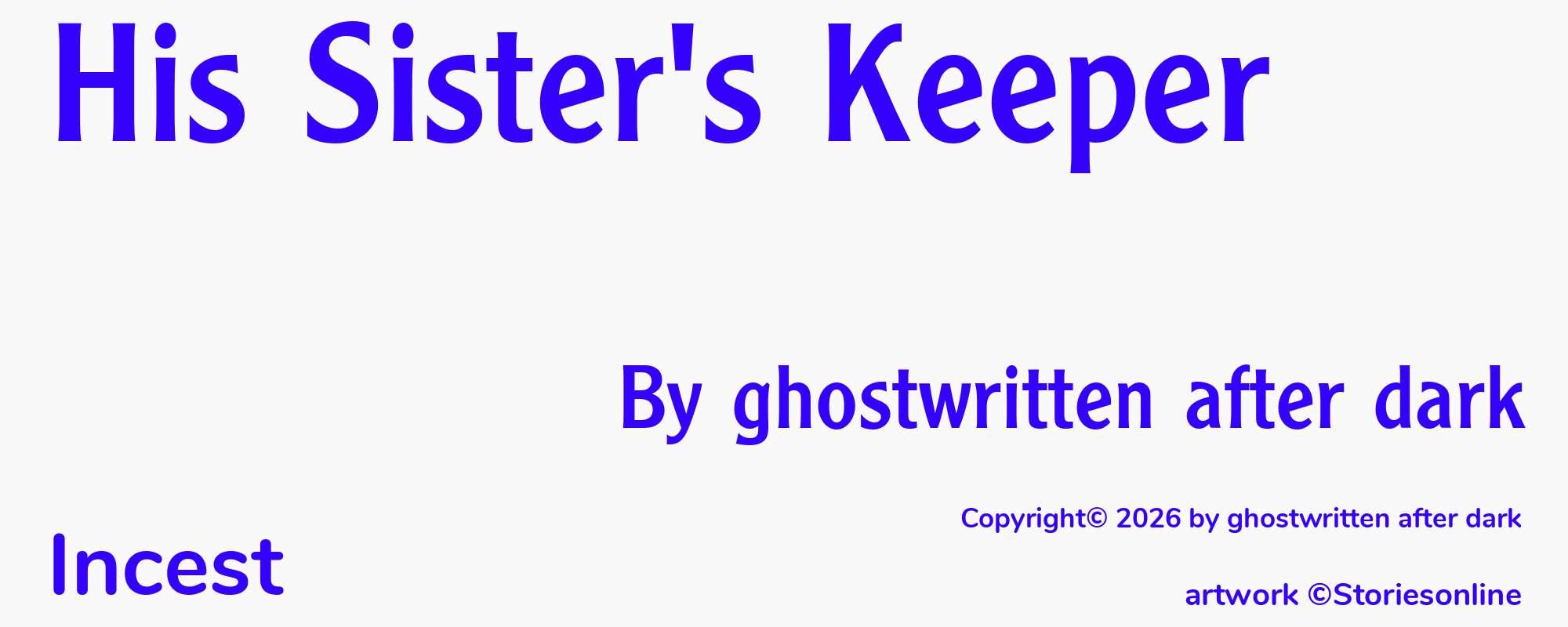 His Sister's Keeper - Cover