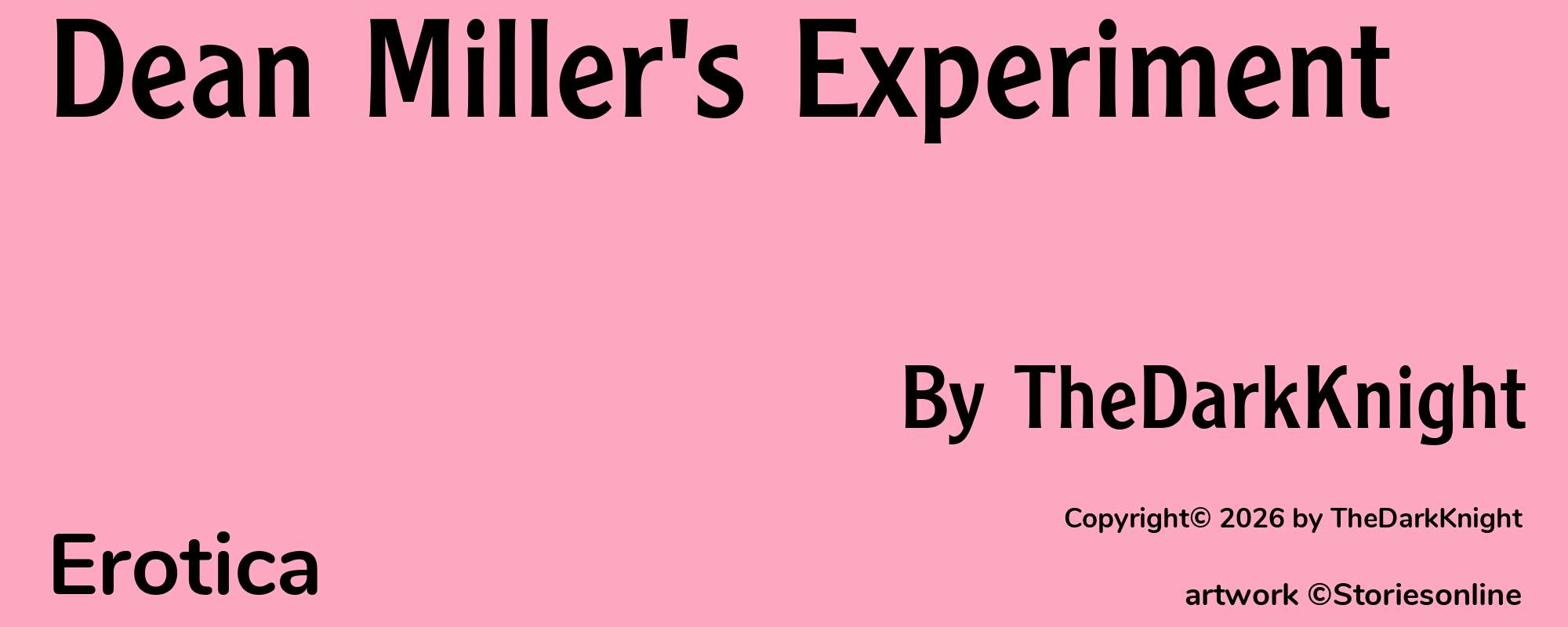 Dean Miller's Experiment - Cover