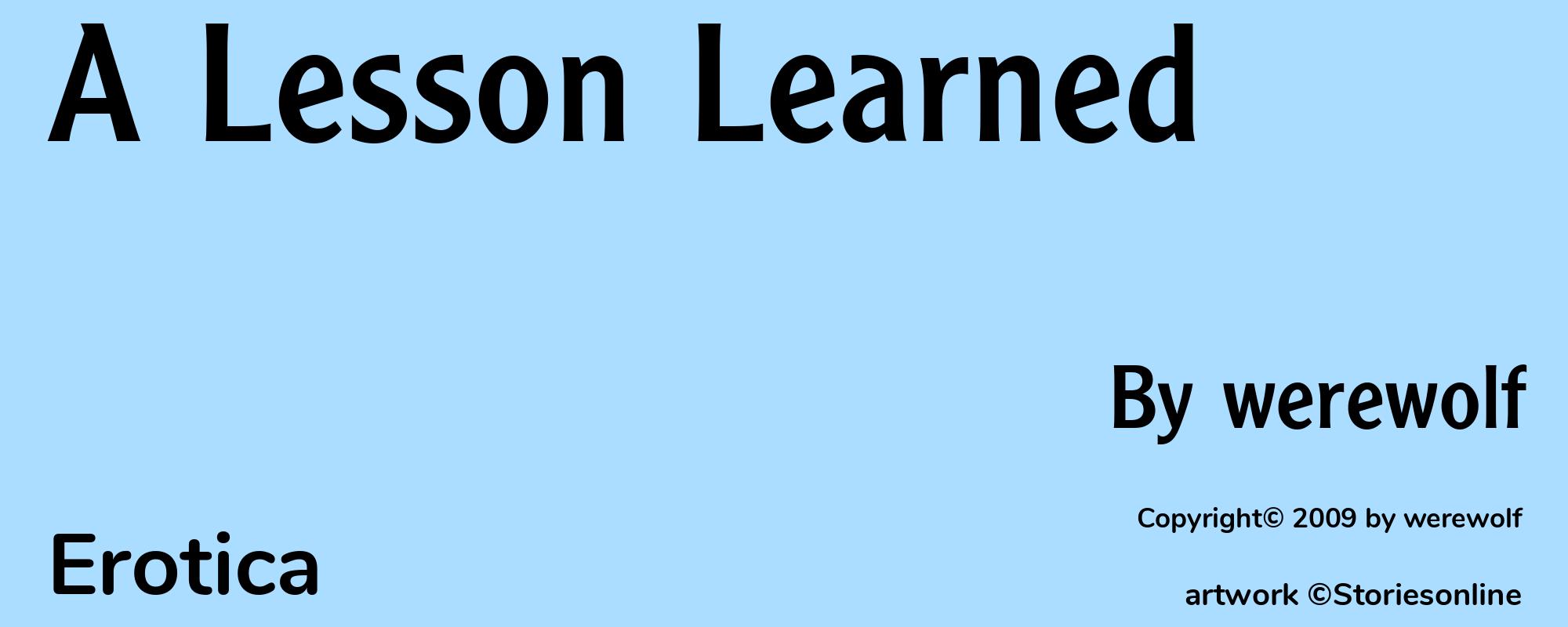A Lesson Learned - Cover