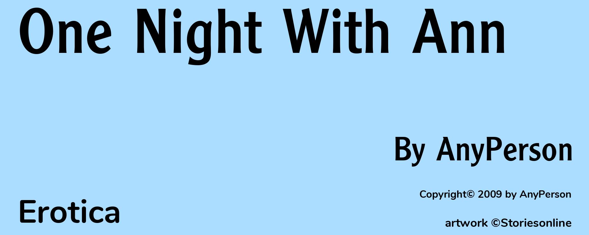 One Night With Ann - Cover