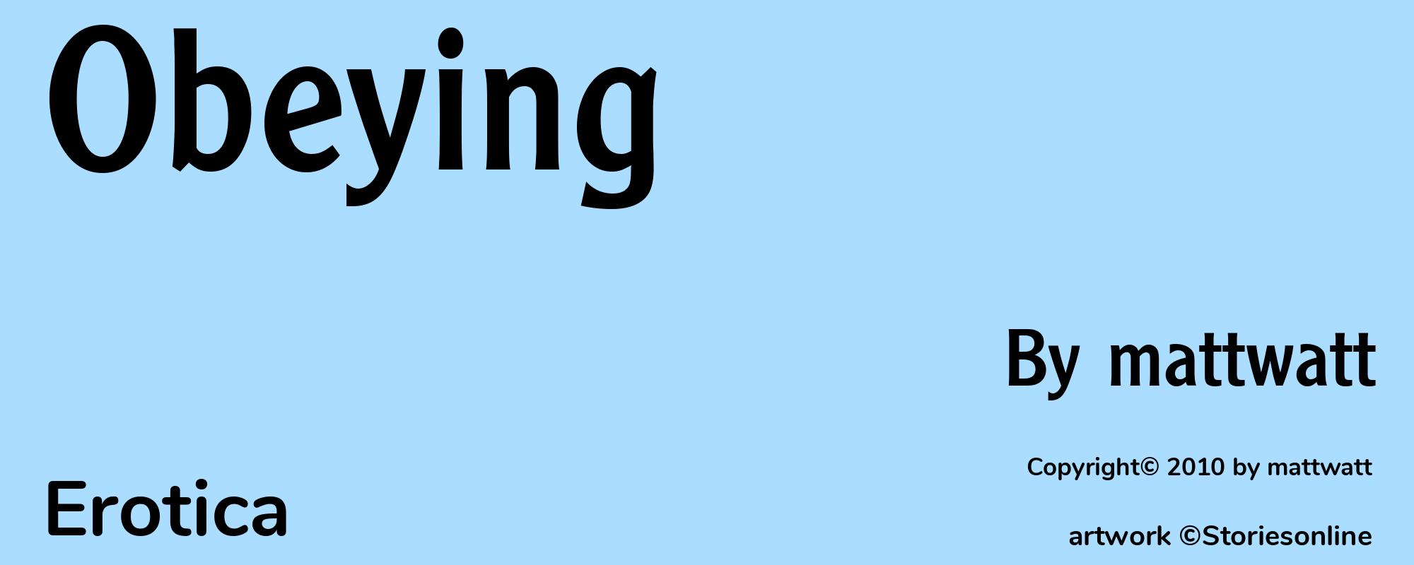 Obeying - Cover