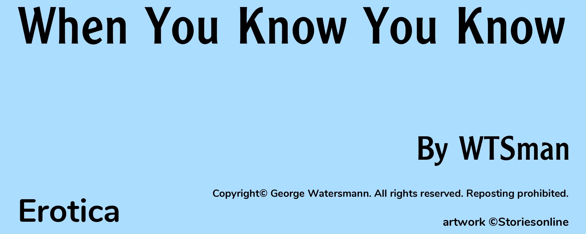 When You Know You Know - Cover