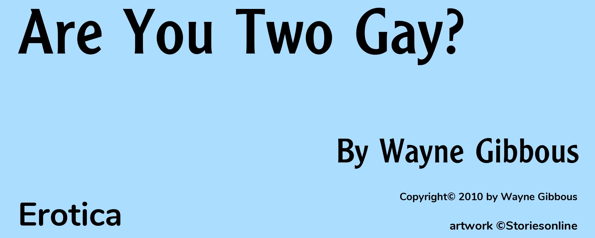 Are You Two Gay? - Cover