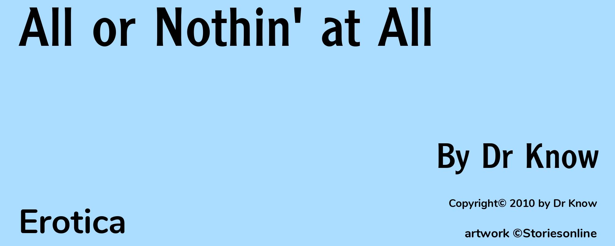 All or Nothin' at All - Cover