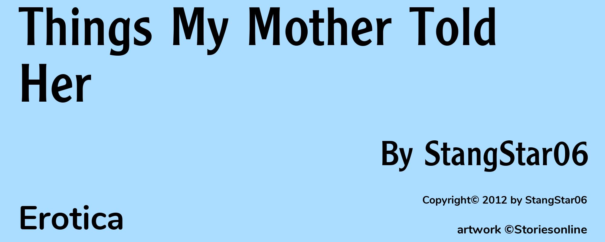 Things My Mother Told Her - Cover