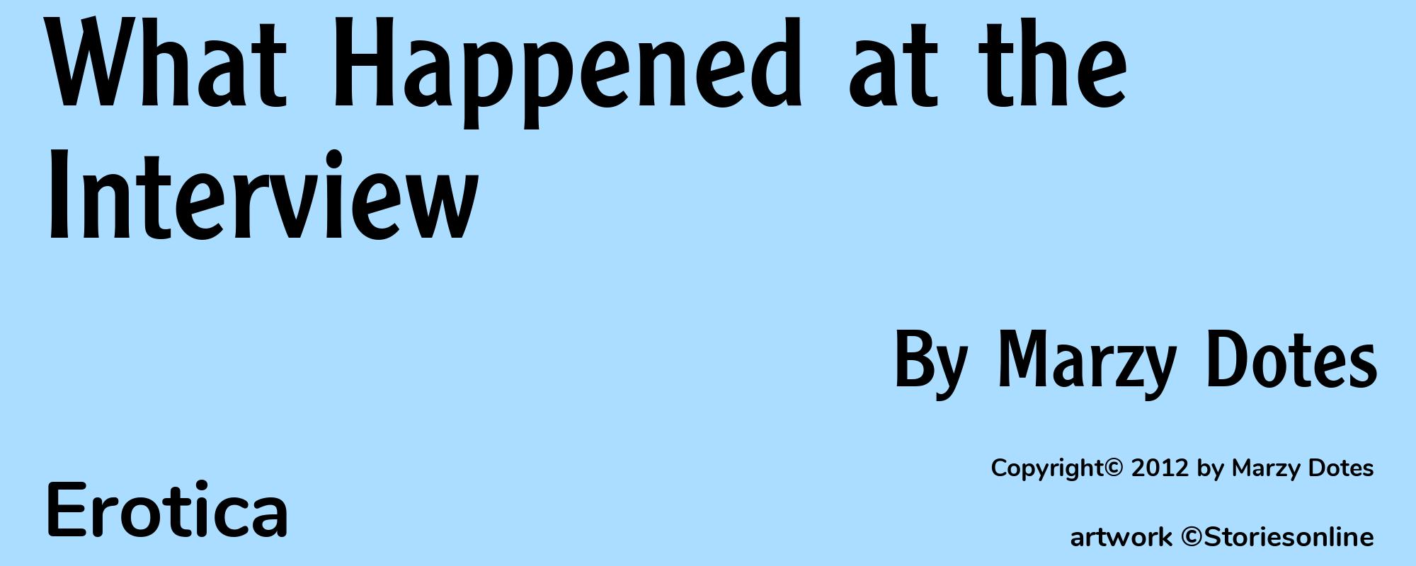 What Happened at the Interview - Cover