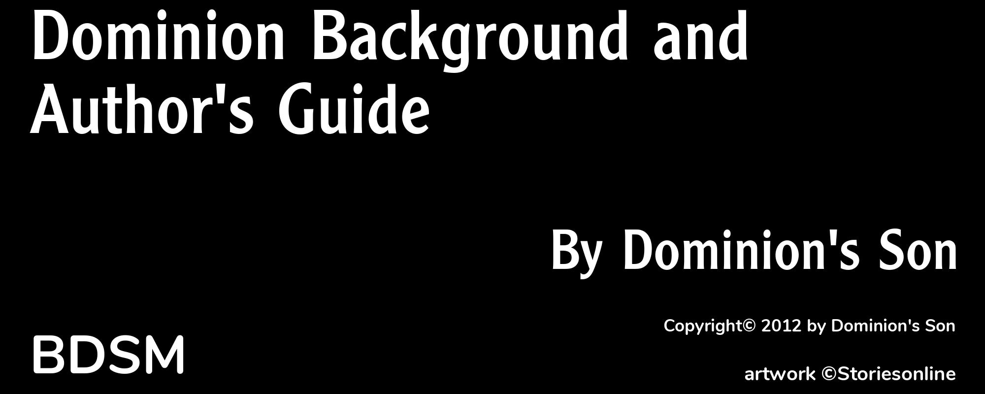 Dominion Background and Author's Guide - Cover
