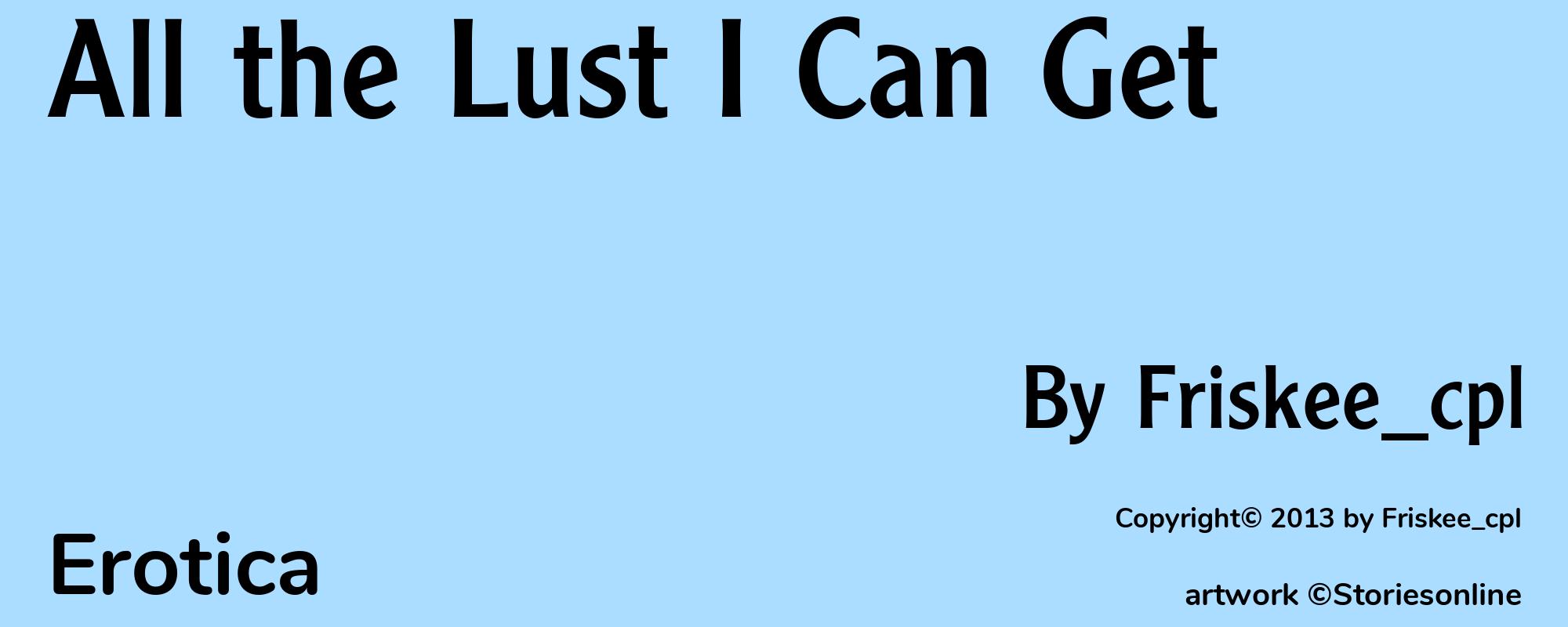 All the Lust I Can Get - Cover