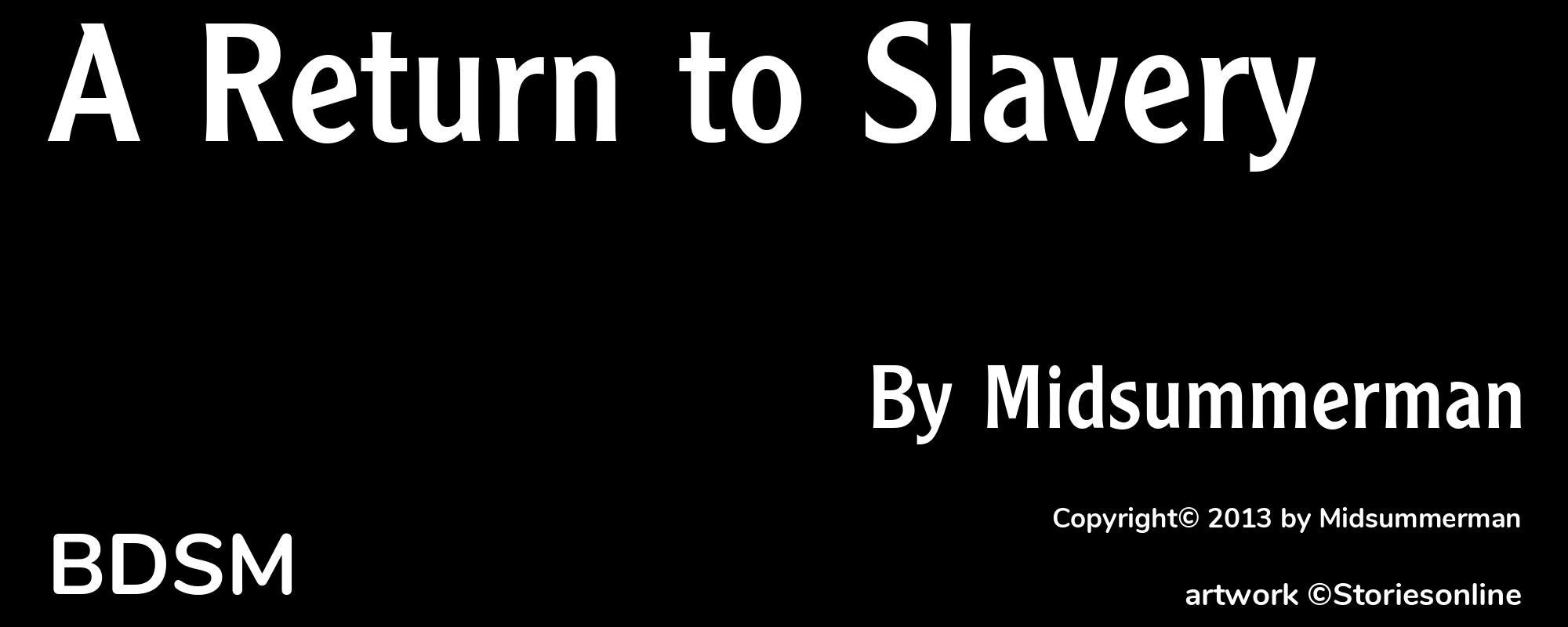 A Return to Slavery - Cover
